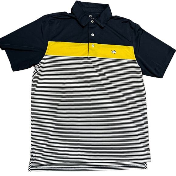 Southern Tide Men’s Medium Polo Style Short Sleeve Shirt in Blue and Yellow - Picture 1 of 7